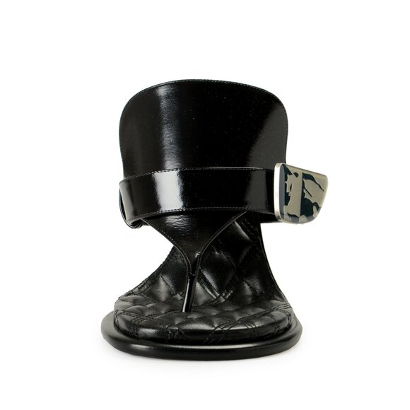 Burberry Women's "BAY" 100% Leather Heeled Mules Sandals Shoes US 7 EUR 37 - Picture 5 of 8